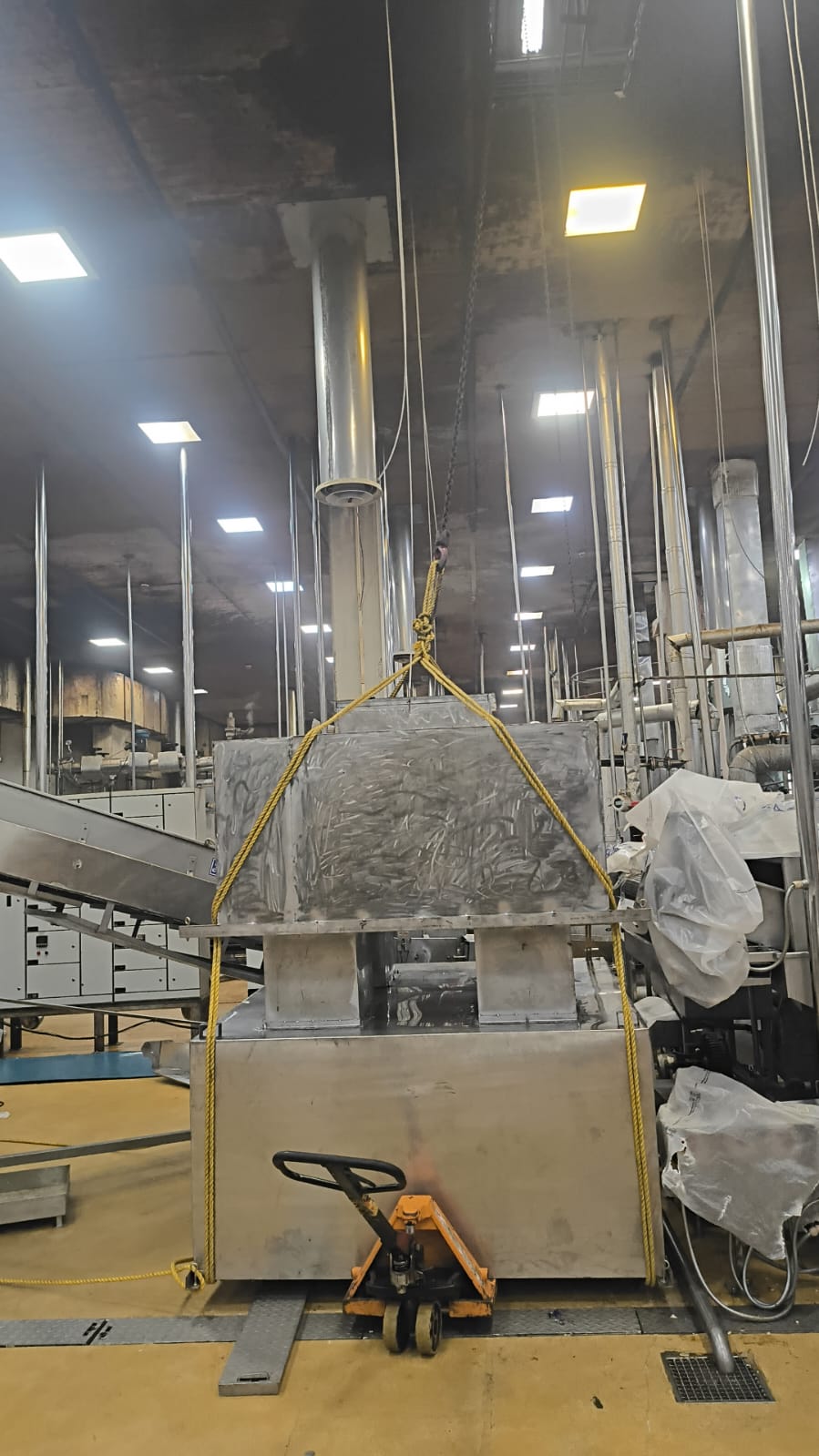 Machinery being rigged for installation