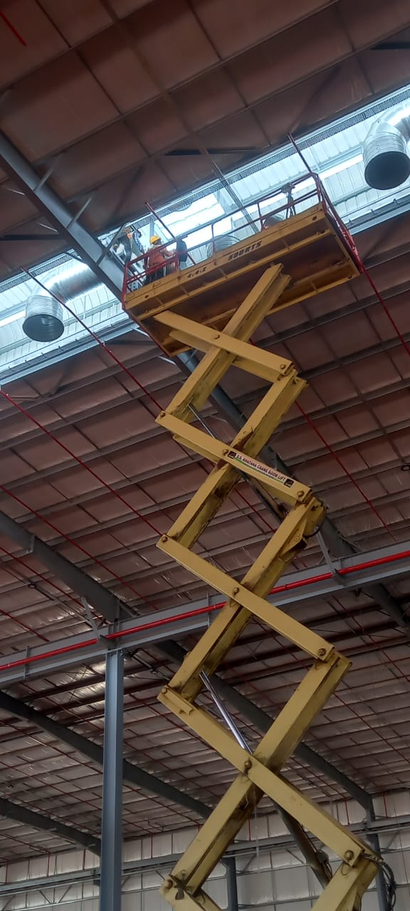 Scissor lift installation at height
