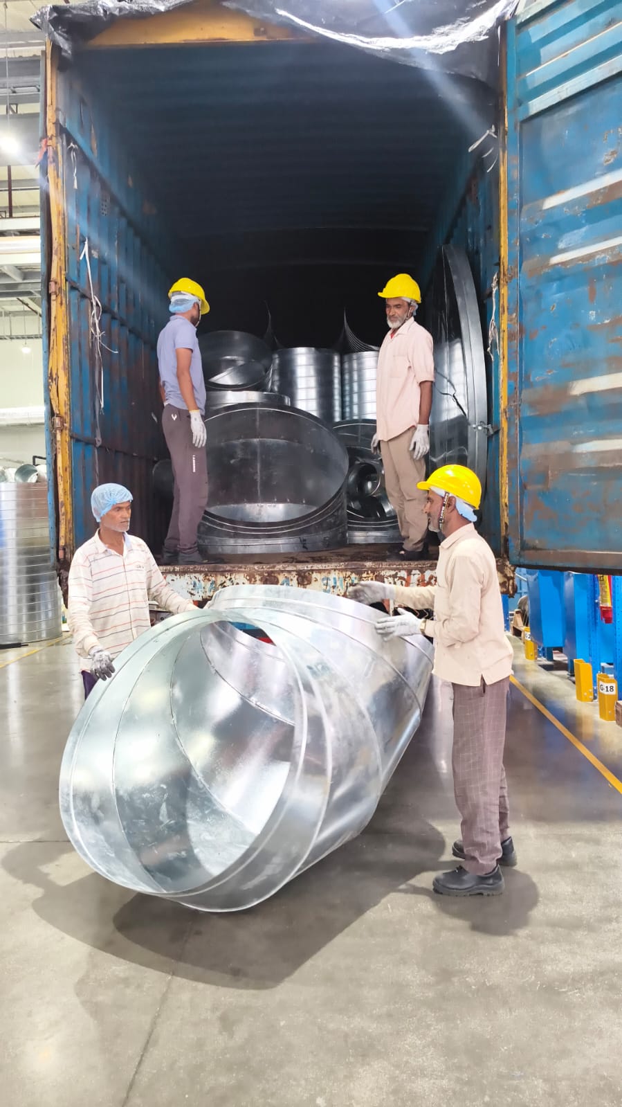 Loading duct sections for site delivery