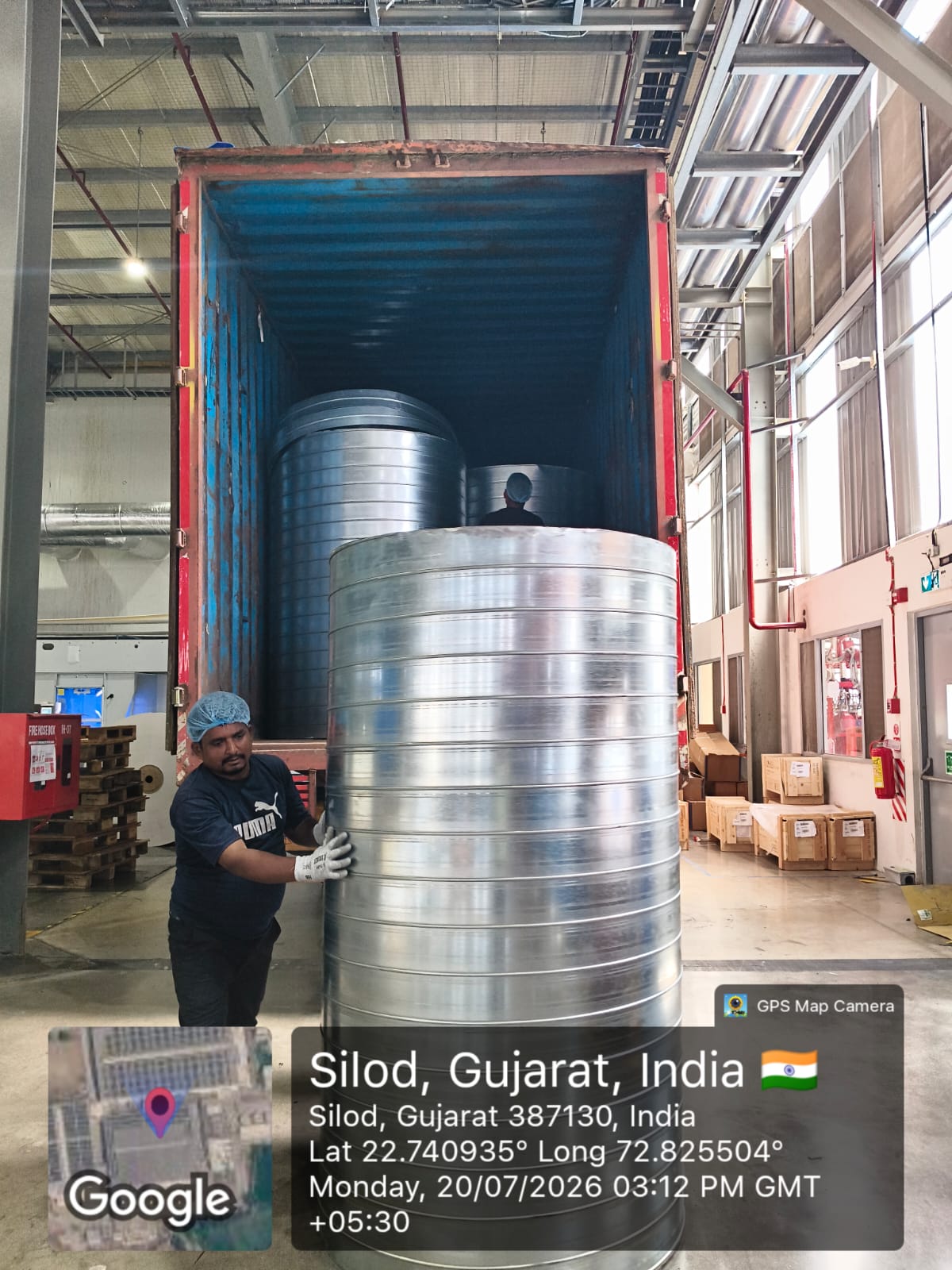 Duct sections staged at site
